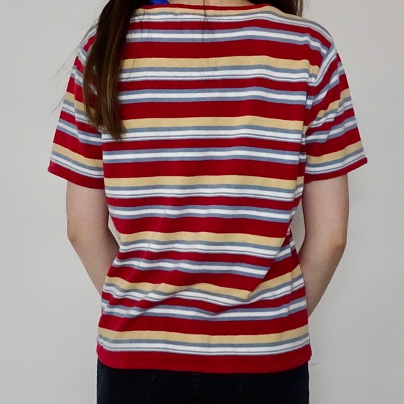 VINTAGE COLOURFUL STRIPED T-SHIRT - Picture 2 of 4
